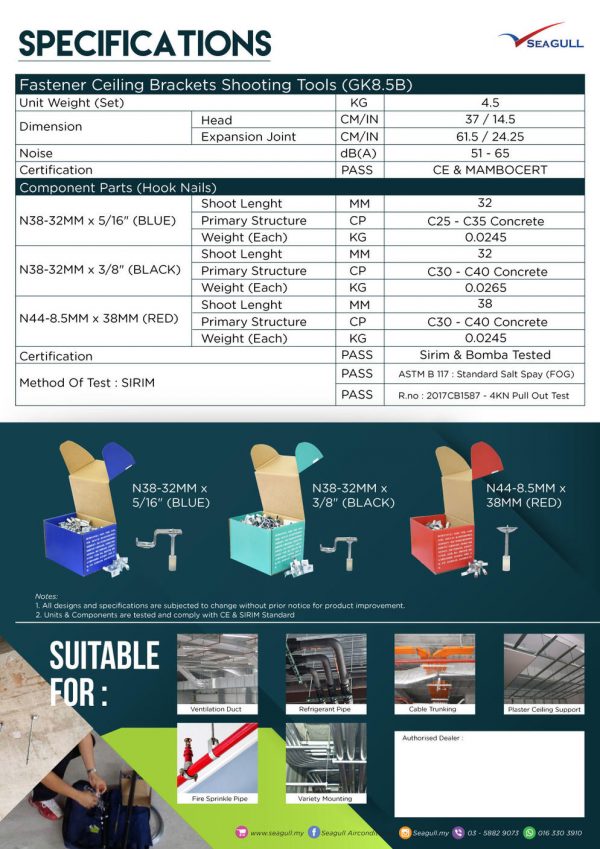 Fastener Ceiling Brackets Shooting Tools (With Sirim Cert) - Image 6