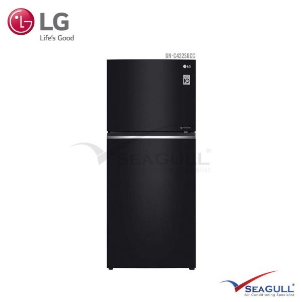 LG IEC Gross 427L Black Glass Top Freezer With Inverter Linear Compressor & Doorcooling+