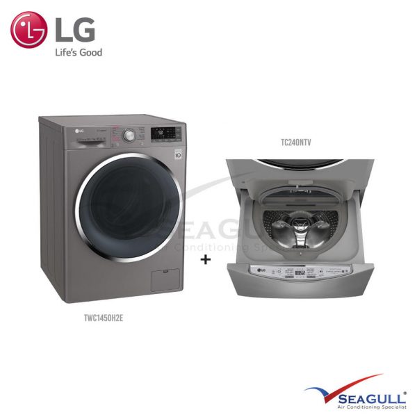 LG TWINWASH™ Package Washer Dryer With TRUESTEAM™ (10.5/7kg) TWC1450H2E & (2kg) Mini Washer TG2402NTW - Image 3