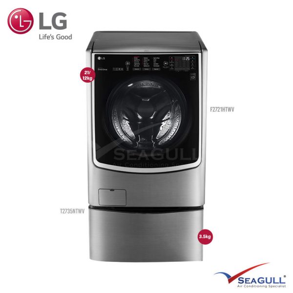 LG TWINWASH™ Package Washer Dryer With TRUESTEAM™ (21/12kg) F2721HTWV & (3.5kg) Mini Wash T2735NTWV