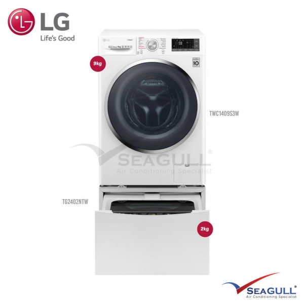LG TWINWASH™ Package Washer With SPA STEAM™ (9kg) TWC1409S3W & Mini Washer (2kg) TG2402NTW