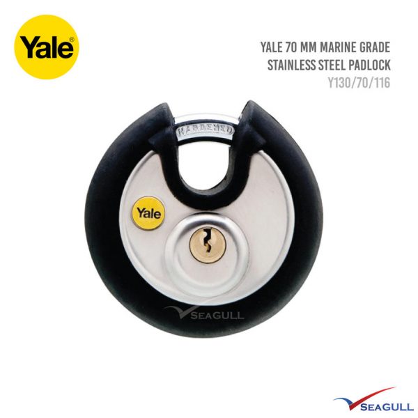 YALE 70mm Marine Grade Stainless Steel Padlock c/w Protective Bumper Y130/70/116