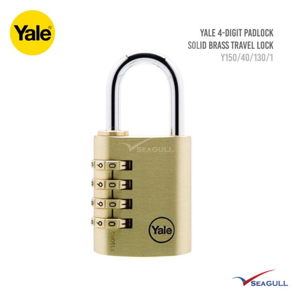 YALE Y150/40/130/1 4 Digit Resettable Brass Padlock 40mm