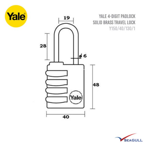 YALE Y150/40/130/1 4 Digit Resettable Brass Padlock 40mm - Image 2